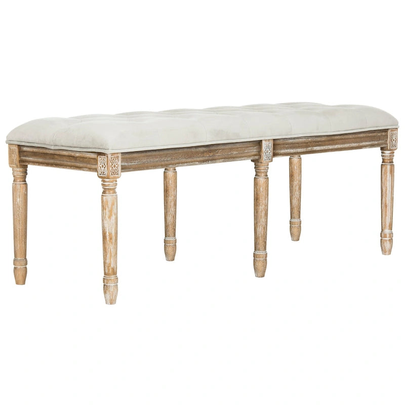 Banquette en bois capitonnée style bistrot français - 120,1 x 44,5 x 48,3 cm - 120 cm de large x 46 cm de profondeur x 48 cm de haut