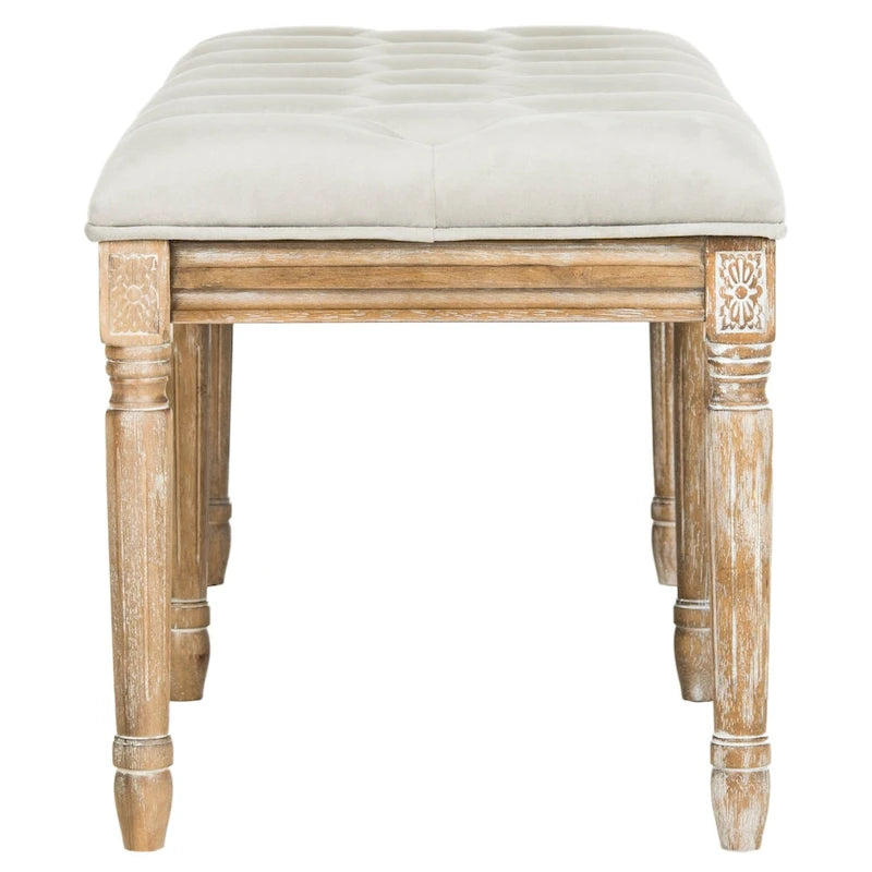 Banquette en bois capitonnée style bistrot français - 120,1 x 44,5 x 48,3 cm - 120 cm de large x 46 cm de profondeur x 48 cm de haut