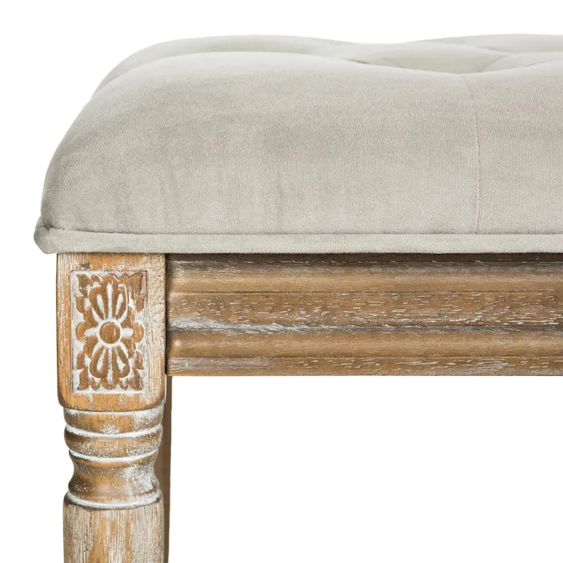Banquette en bois capitonnée style bistrot français - 120,1 x 44,5 x 48,3 cm - 120 cm de large x 46 cm de profondeur x 48 cm de haut