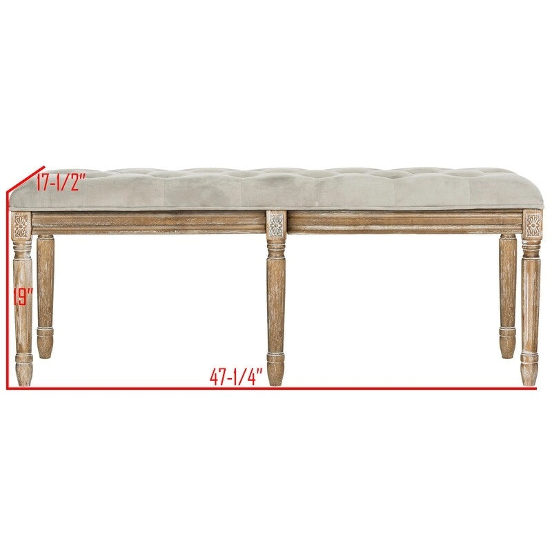 Banquette en bois capitonnée style bistrot français - 120,1 x 44,5 x 48,3 cm - 120 cm de large x 46 cm de profondeur x 48 cm de haut