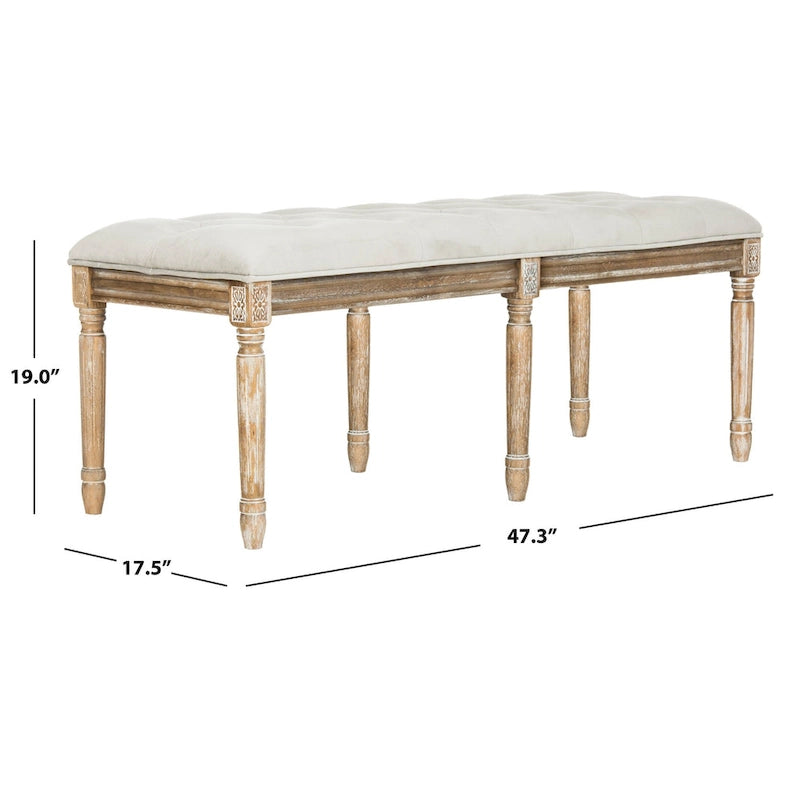 Banquette en bois capitonnée style bistrot français - 120,1 x 44,5 x 48,3 cm - 120 cm de large x 46 cm de profondeur x 48 cm de haut