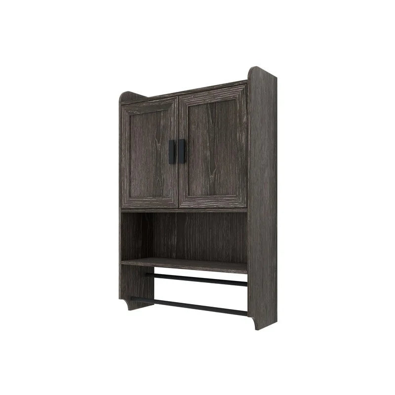 Meuble haut de salle de bain avec étagère réglable, porte-serviettes et dérouleur de papier toilette