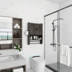 Meuble haut de salle de bain avec étagère réglable, porte-serviettes et dérouleur de papier toilette