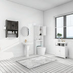 Meuble haut de salle de bain avec étagère réglable, porte-serviettes et dérouleur de papier toilette