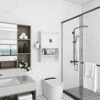 Meuble haut de salle de bain avec étagère réglable, porte-serviettes et dérouleur de papier toilette