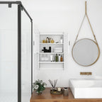Meuble haut de salle de bain avec étagère réglable, porte-serviettes et dérouleur de papier toilette