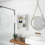 Meuble haut de salle de bain avec étagère réglable, porte-serviettes et dérouleur de papier toilette