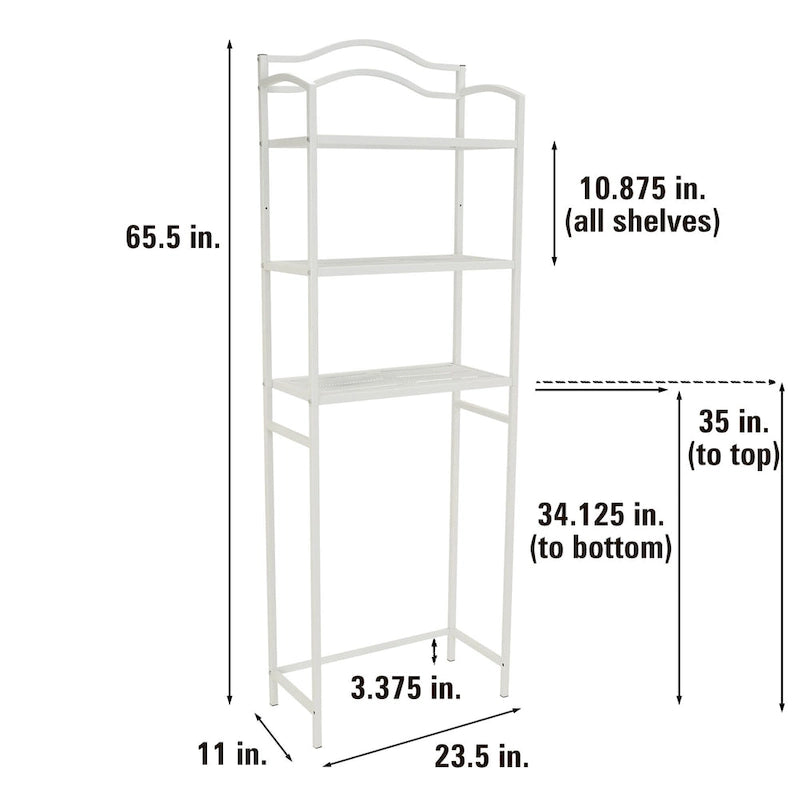 Étagère de rangement de salle de bain 3 niveaux en métal à placer au-dessus des toilettes Household Essentials - 11,6L x 23,5W x 65,5H