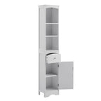 Armoire de salle de bain haute avec placard de rangement, tiroir, étagères
