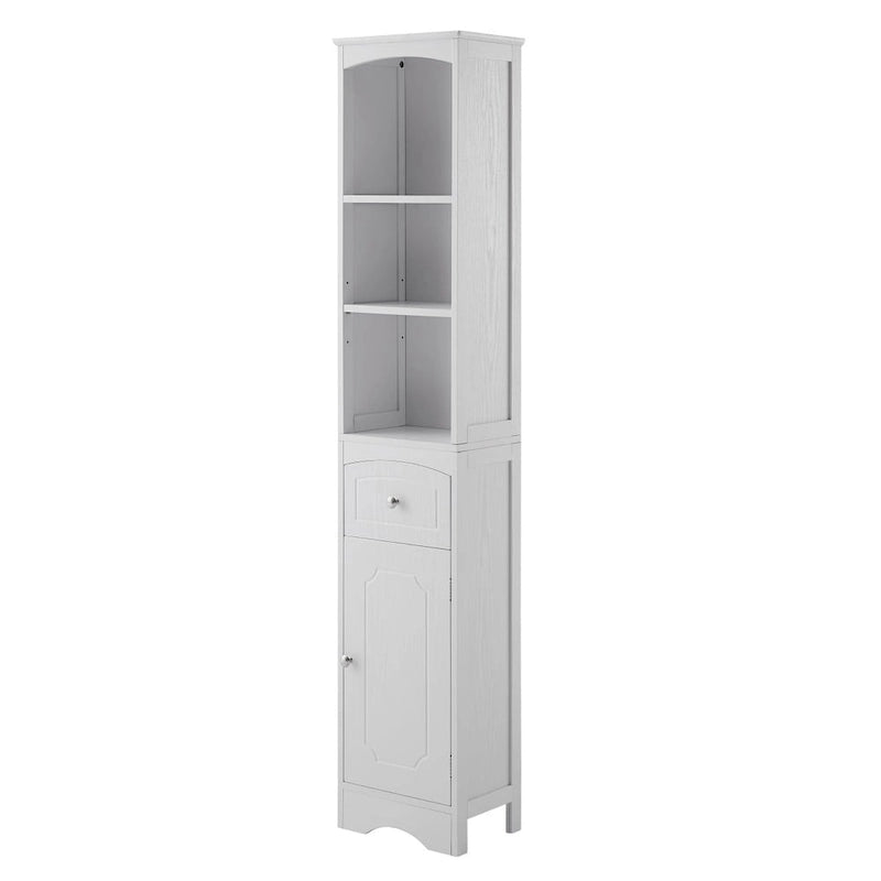 Armoire de salle de bain haute avec placard de rangement, tiroir, étagères