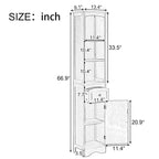 Armoire de salle de bain haute avec placard de rangement, tiroir, étagères