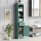 Armoire de salle de bain haute avec placard de rangement, tiroir, étagères