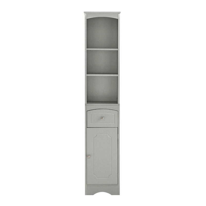 Armoire de salle de bain haute avec placard de rangement, tiroir, étagères