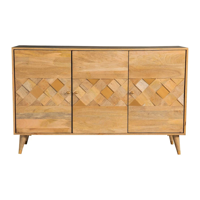 Meuble décoratif à trois portes avec motif en damier