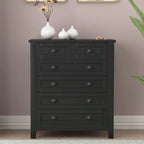 Modern Black Storage Solid Wood Retro Shell Handle Side Cabinet
