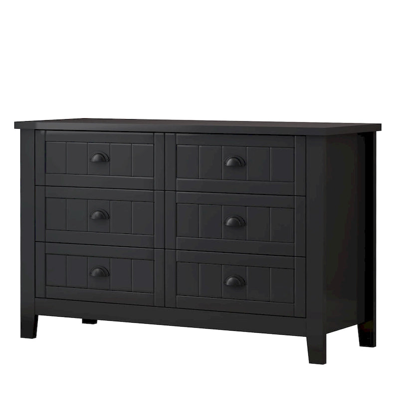 Meuble d'appoint moderne noir en bois massif avec poignées coquilles style rétro