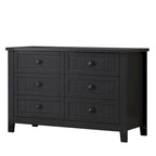 Meuble d'appoint moderne noir en bois massif avec poignées coquilles style rétro