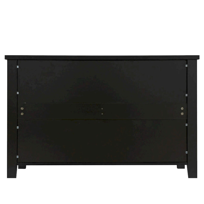 Meuble d'appoint moderne noir en bois massif avec poignées coquilles style rétro