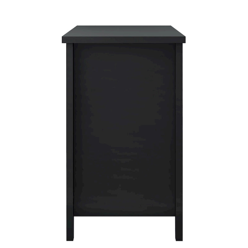 Meuble d'appoint moderne noir en bois massif avec poignées coquilles style rétro