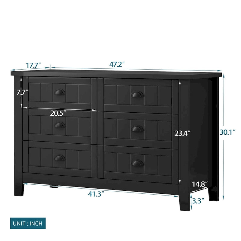 Meuble d'appoint moderne noir en bois massif avec poignées coquilles style rétro
