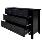 Meuble d'appoint moderne noir en bois massif avec poignées coquilles style rétro
