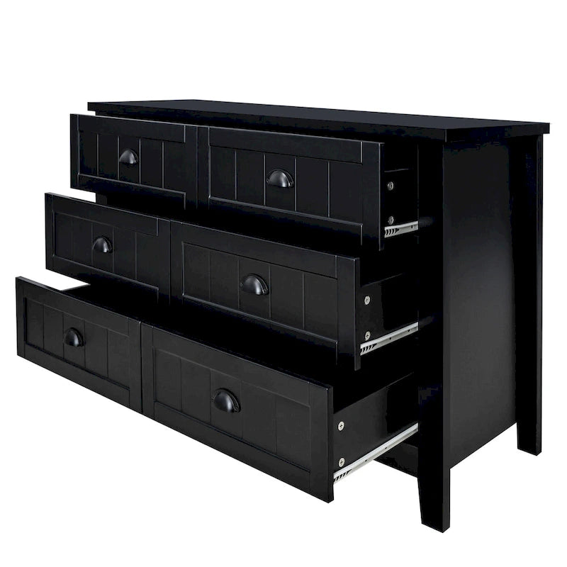 Meuble d'appoint moderne noir en bois massif avec poignées coquilles style rétro