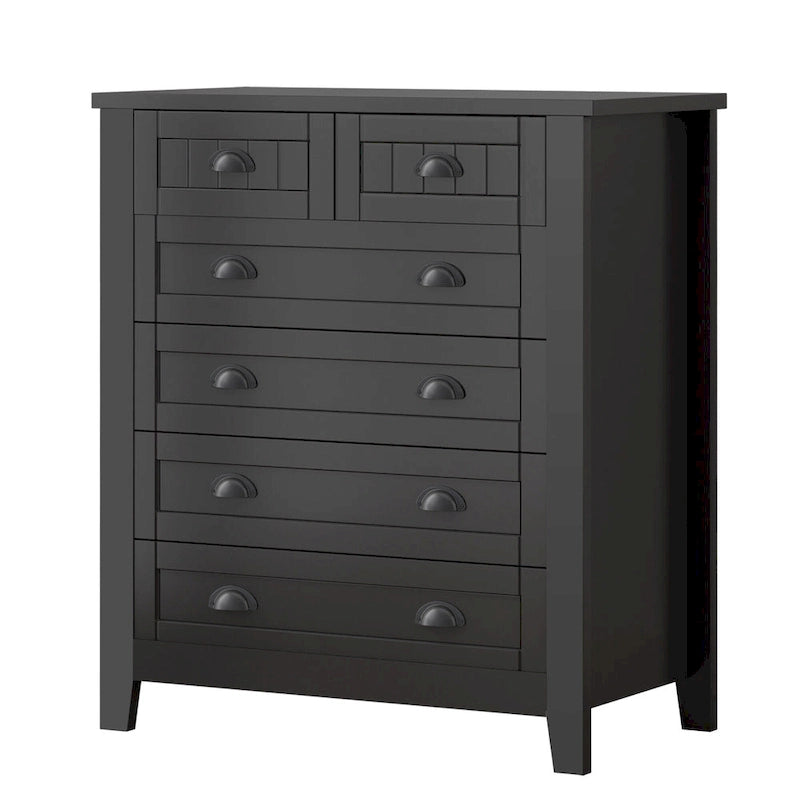 Meuble d'appoint moderne noir en bois massif avec poignées coquilles style rétro