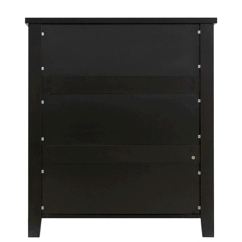 Meuble d'appoint moderne noir en bois massif avec poignées coquilles style rétro