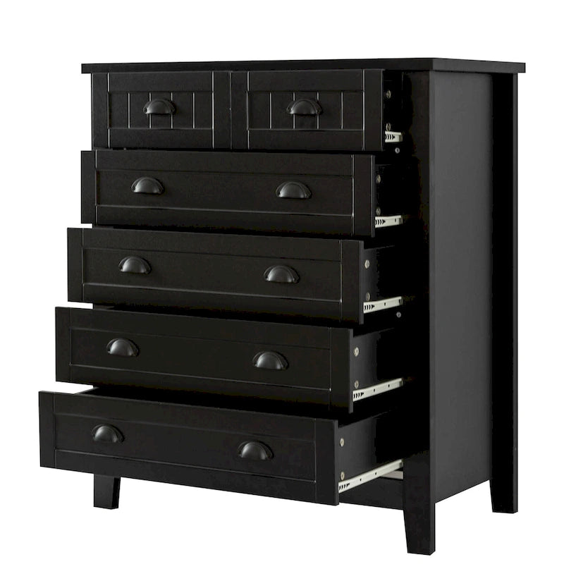 Meuble d'appoint moderne noir en bois massif avec poignées coquilles style rétro