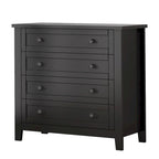 Meuble d'appoint moderne noir en bois massif avec poignées coquilles style rétro