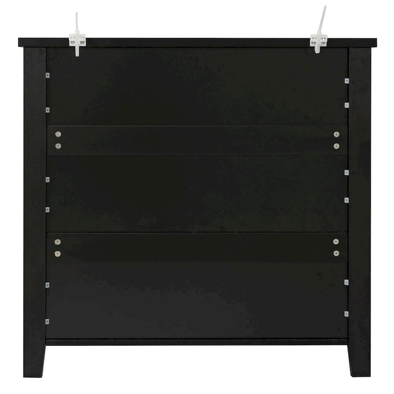 Meuble d'appoint moderne noir en bois massif avec poignées coquilles style rétro