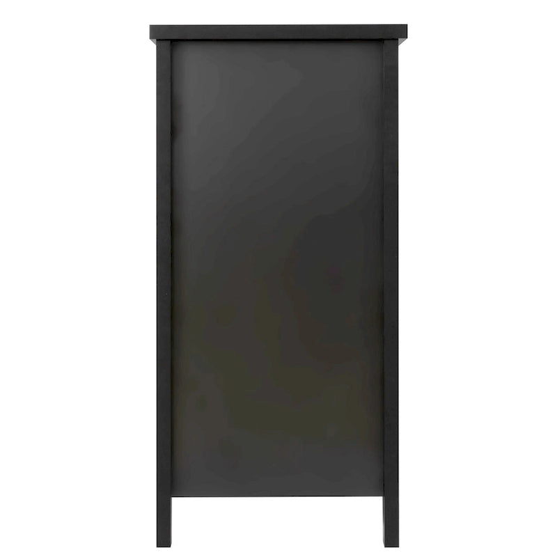 Meuble d'appoint moderne noir en bois massif avec poignées coquilles style rétro