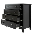 Meuble d'appoint moderne noir en bois massif avec poignées coquilles style rétro