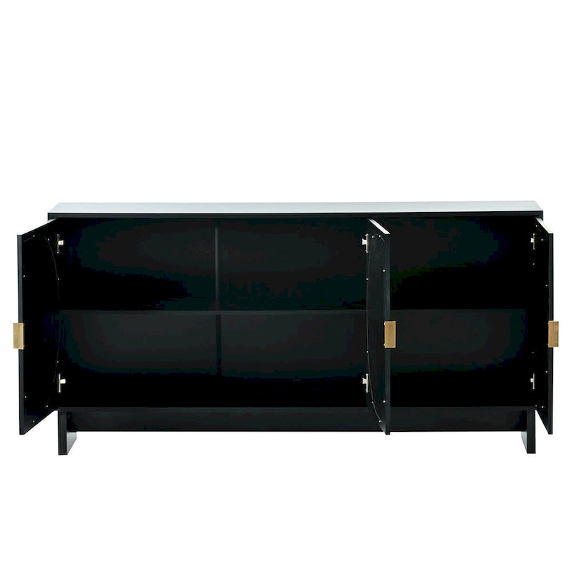 Meuble de rangement avec portes en rotin et étagères réglables