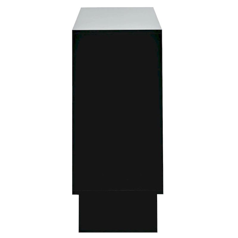 Meuble de rangement avec portes en rotin et étagères réglables