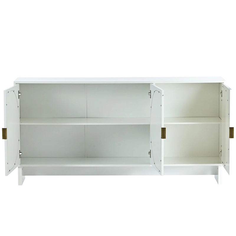 Meuble de rangement avec portes en rotin et étagères réglables