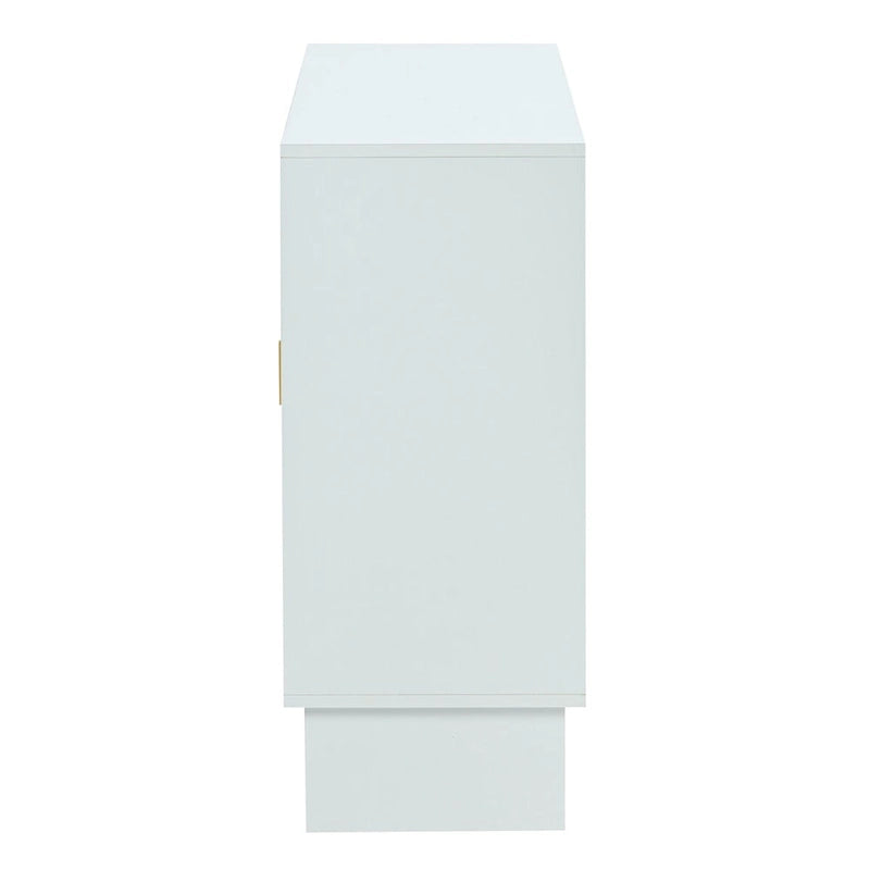 Meuble de rangement avec portes en rotin et étagères réglables