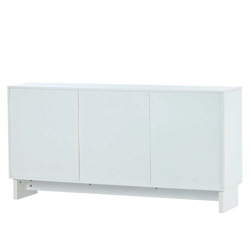 Meuble de rangement avec portes en rotin et étagères réglables