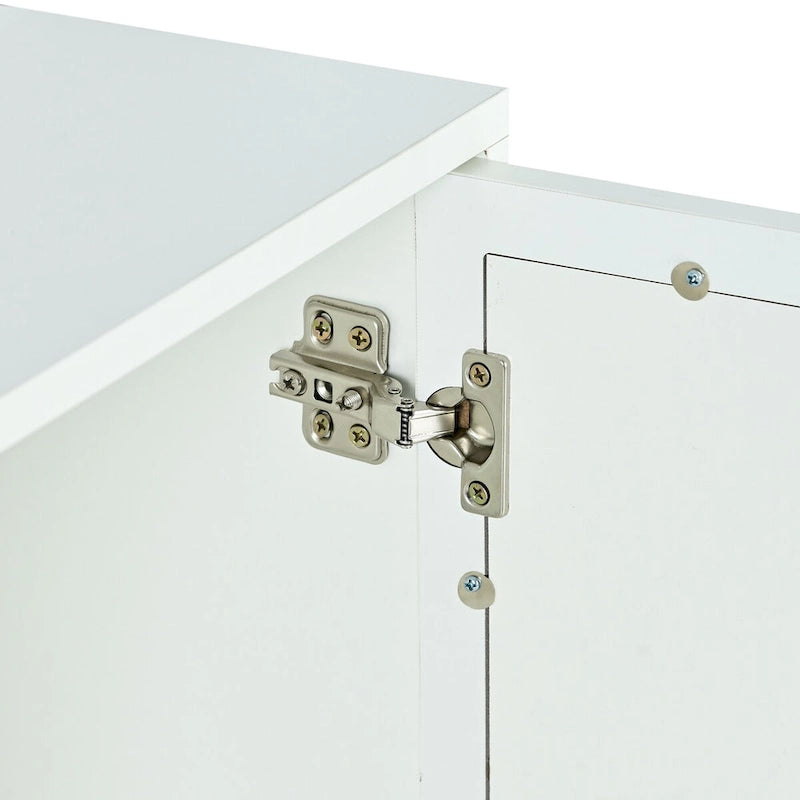Meuble de rangement avec portes en rotin et étagères réglables
