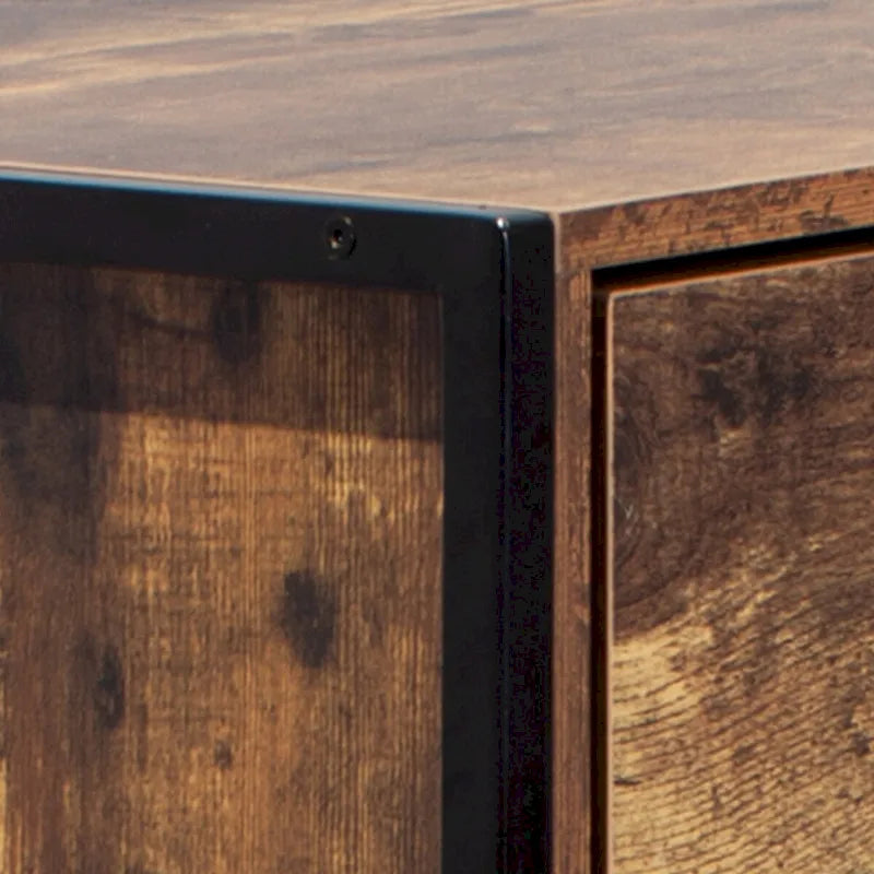 Commode à 4 tiroirs, Armoire de rangement en bois marron pour vêtements