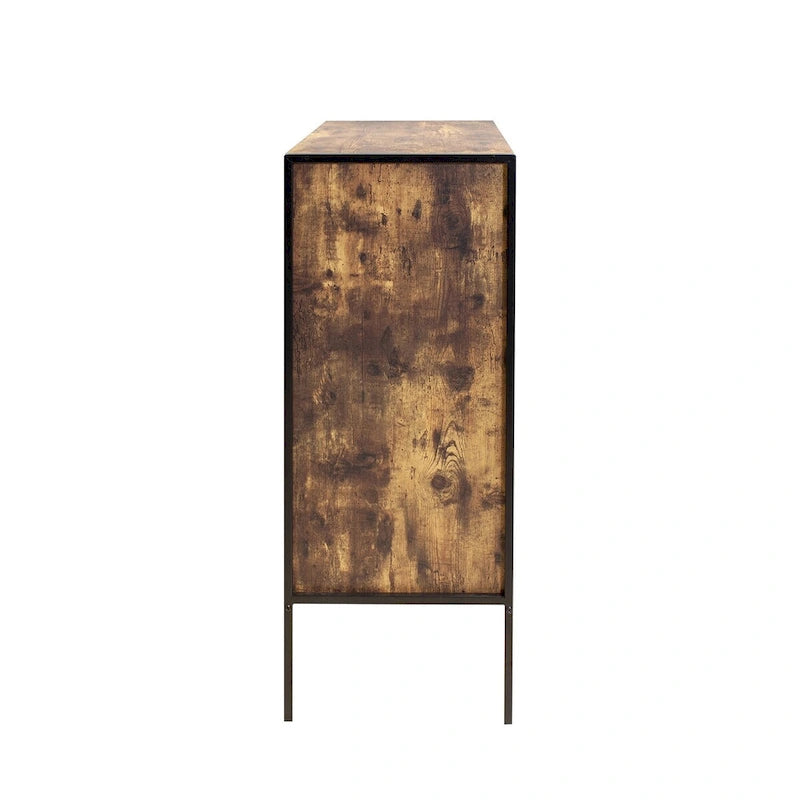 Commode à 4 tiroirs, Armoire de rangement en bois marron pour vêtements