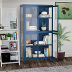 Glass Door Cabinet with Adjustable Shelves for Kitchen Living Room