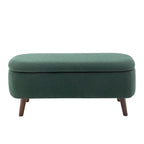 Banc de rangement en tissu de velours avec pieds en hévéa