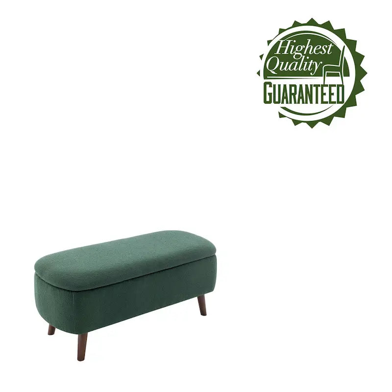 Banc de rangement en tissu de velours avec pieds en hévéa