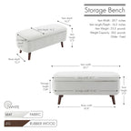 Banc de rangement en tissu de velours avec pieds en hévéa