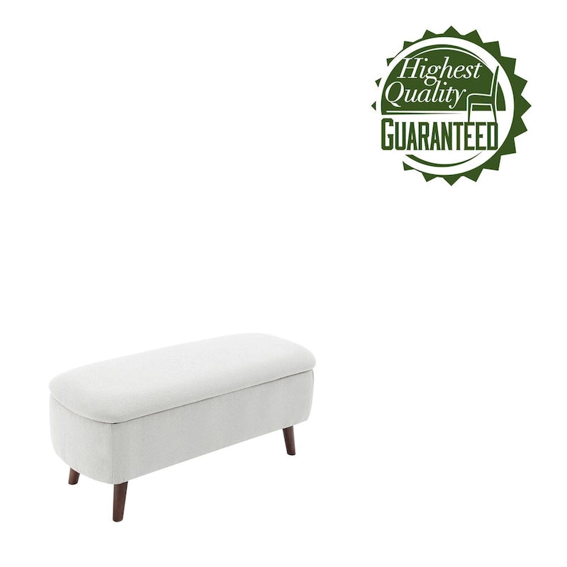 Banc de rangement en tissu de velours avec pieds en hévéa