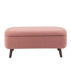 Banc de rangement en tissu de velours avec pieds en hévéa
