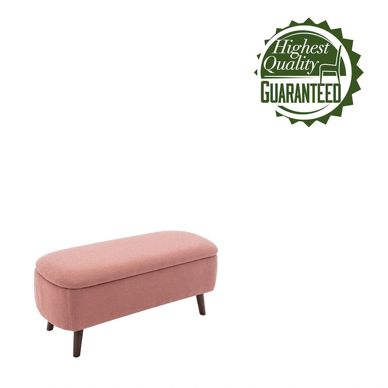 Banc de rangement en tissu de velours avec pieds en hévéa