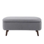 Banc de rangement en tissu de velours avec pieds en hévéa