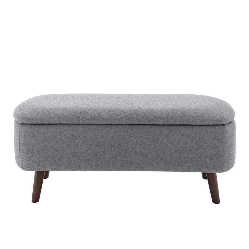 Banc de rangement en tissu de velours avec pieds en hévéa